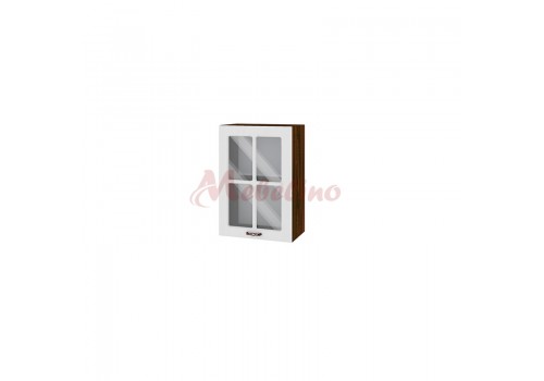 Modul superior BF 04-118 dulap cu usa tip vitrina si raft-Alb neted - Bucatarii