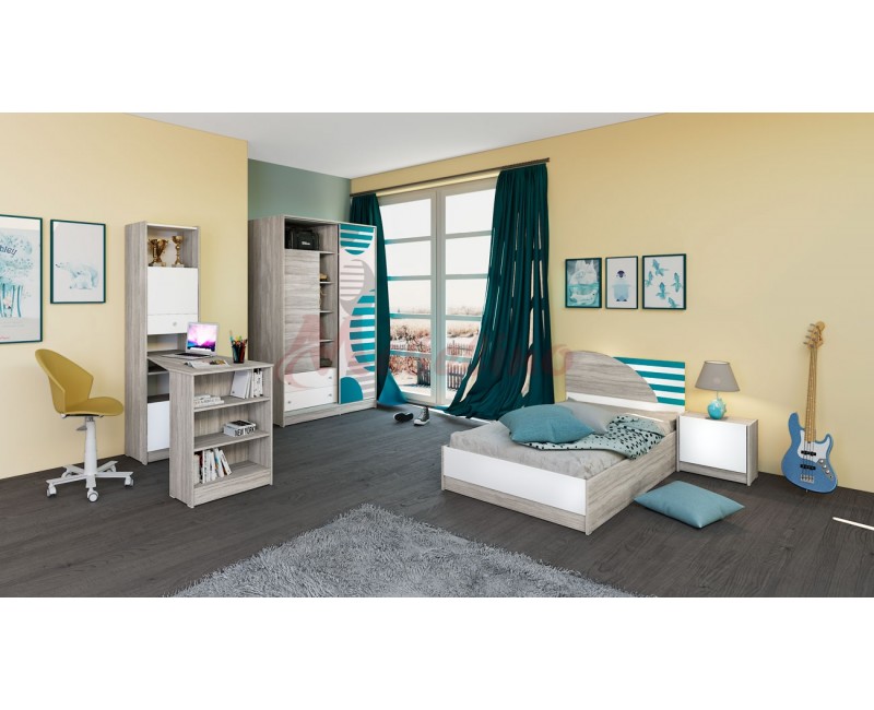 Seturi de dormitoare pentru copii - Seturi pentru baieti - Mobilier copii City 5008 cu mecanism de ridicare