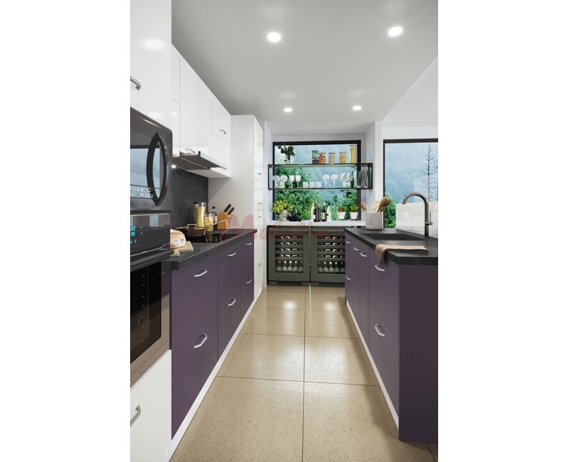 Bucatarie modulara City 893 cu MDF lucios si blat inclus