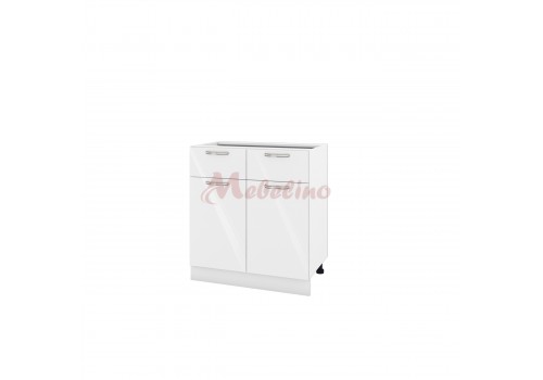 Modul inferior BF 05-26 dulap cu doua sertare si doua usi cu raft-Alb lucios - Comparare Produse