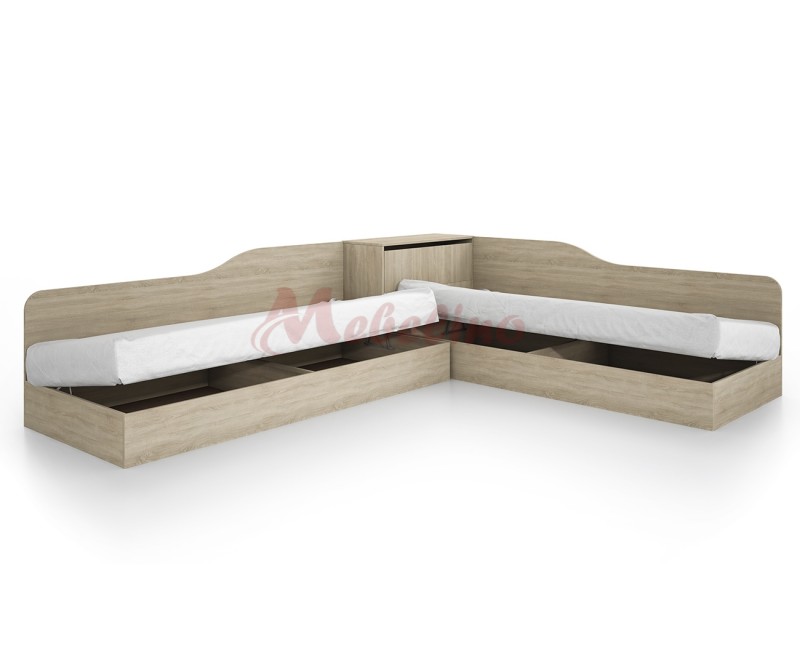 Paturi - Paturi tip coltar - Pat tip coltar City 2001 Sonoma inchis cu mecanism de ridicare - 82 x 190 cm
