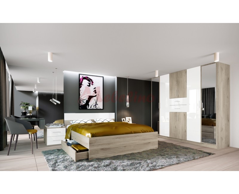 Mobilier dormitor City 7033 cu iluminare LED