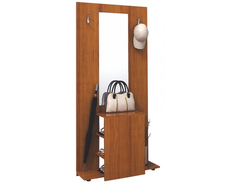 Mobilier hol - Seturi pentru hol - Set Marea No.1 cu oglinda, cuiere si rafturi pentru pantofi - nuc