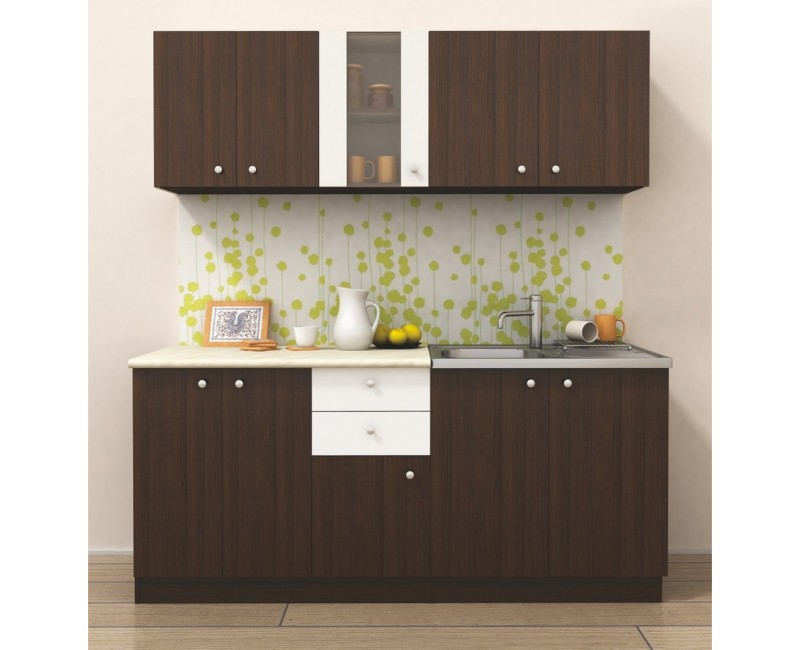 Bucatarie Mire No.1 - 180 cm cu blat inclus - wenge si alb