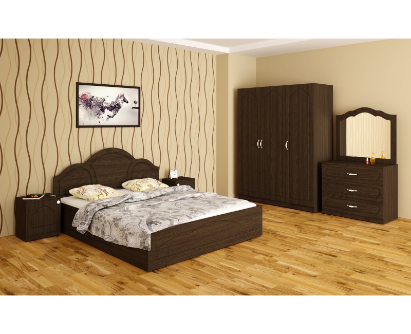 Set dormitor Lora cu comoda, oglinda si mecanism de ridicare - wenge