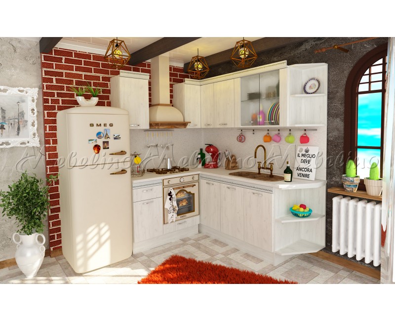 Seturi de bucatarie - Bucatarii pe colt - Bucatarie modulara pe colt Toscana 2 cu profil decorativ